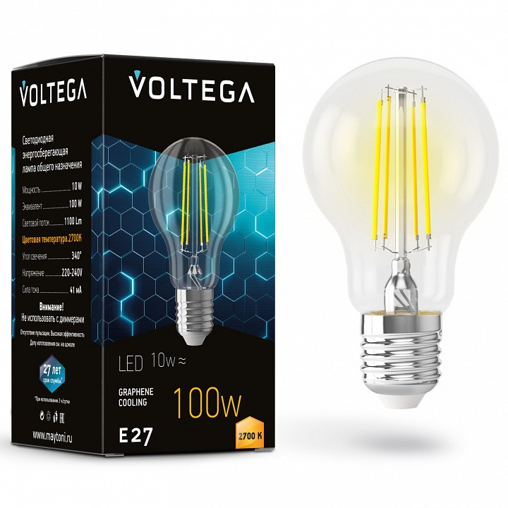 Лампа светодиодная Voltega General purpose bulb E27 9Вт 2700K 7227