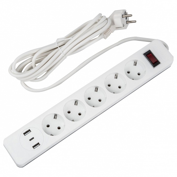 Сетевой фильтр Uniel S-GSR5-3 U2C1 WHITE/GREY UL-00012109