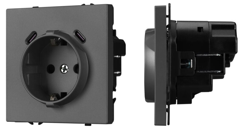 Розетка с заземлением и со шторкой и 2хUSB C, без рамки Arlight NOBE 061816(1)