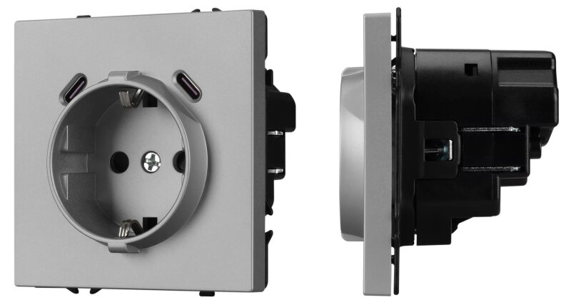 Розетка с заземлением и со шторкой и 2хUSB C, без рамки Arlight NOBE 061817(1)