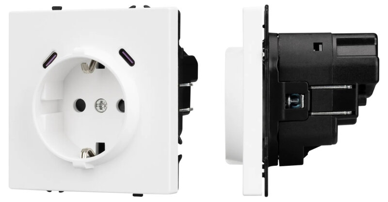 Розетка с заземлением и со шторкой и 2хUSB C, без рамки Arlight NOBE 061818(1)