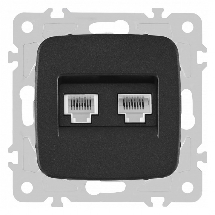 Розетка двойная RJ-11 и Ethernet RJ-45, без рамки Arte Milano am-205 205.44-1.black