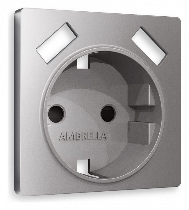 Накладка для розетки с заземлением и со шторками и 2хUSB type A Ambrella Volt ALFA AP5090