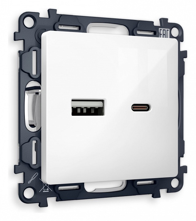 Розетка 2хUSB type A и C без рамки Ambrella Volt ALFA MA111010