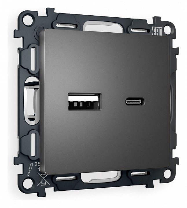 Розетка 2хUSB type A и C без рамки Ambrella Volt ALFA MA661010