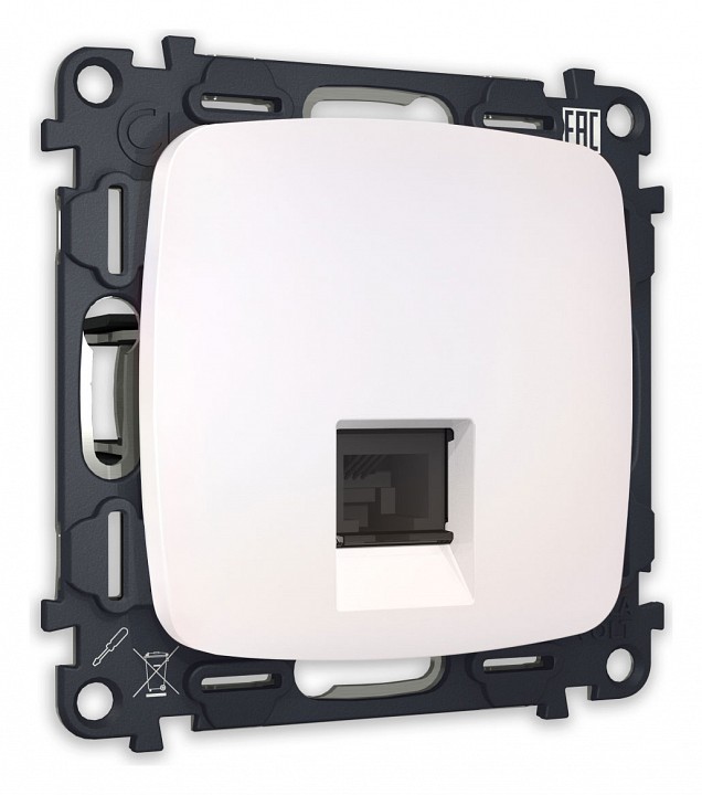 Розетка Ethernet RJ-45 и со шторками, без рамки Ambrella Volt OMEGA MO212010