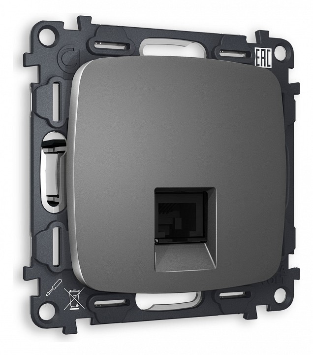 Розетка Ethernet RJ-45 и со шторками, без рамки Ambrella Volt OMEGA MO662010