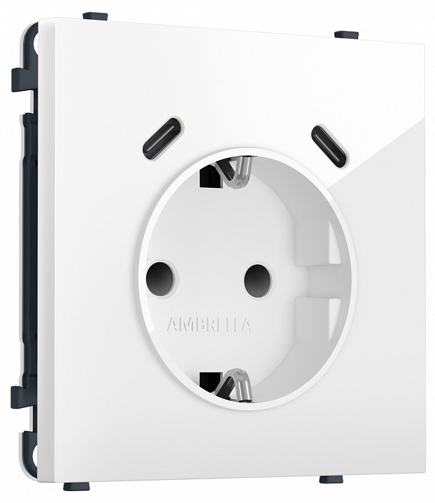 Розетка с заземлением и со шторкой и 2хUSB C, без рамки Ambrella Volt MS MS110510
