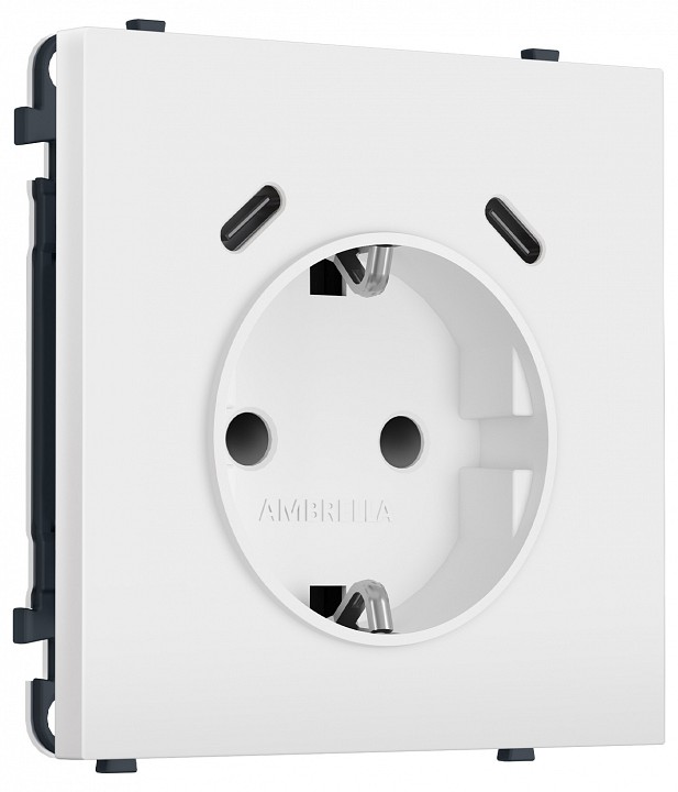 Розетка с заземлением и со шторкой и 2хUSB C, без рамки Ambrella Volt MS MS130510