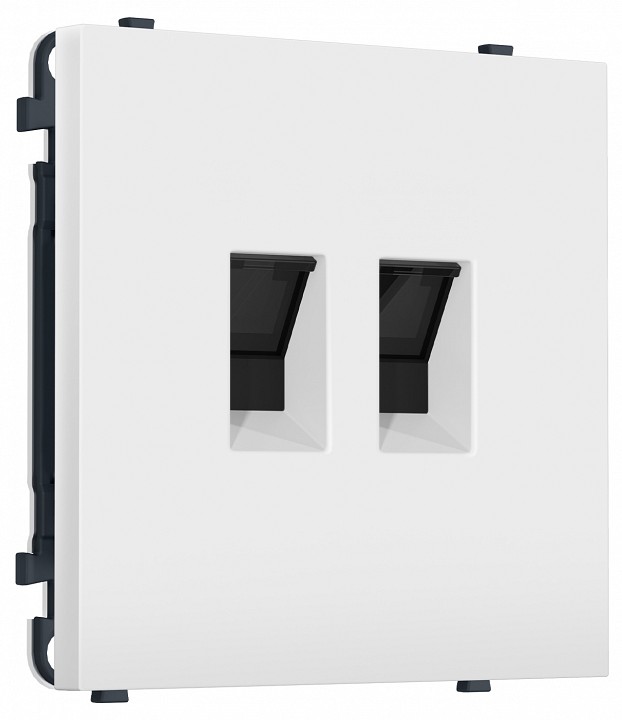 Розетка двойная Ethernet RJ-45 и со шторками, без рамки Ambrella Volt MS MS132110