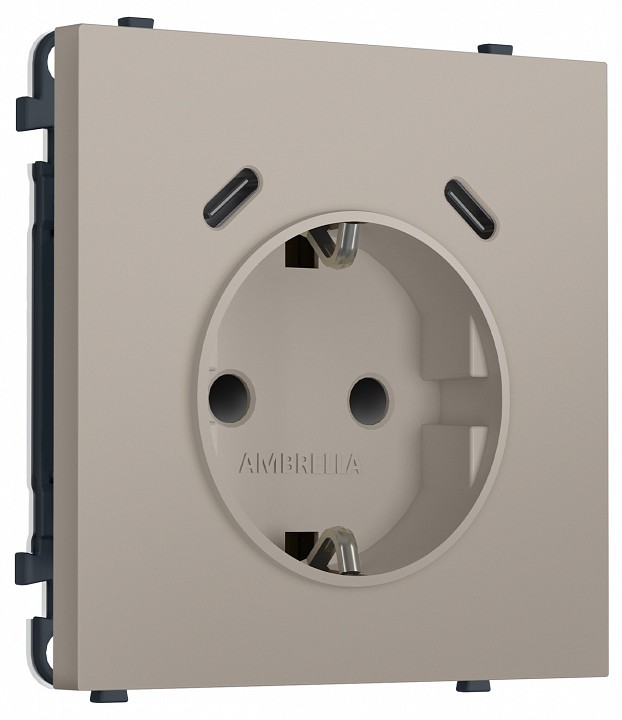 Розетка с заземлением и со шторкой и 2хUSB C, без рамки Ambrella Volt MS MS370510