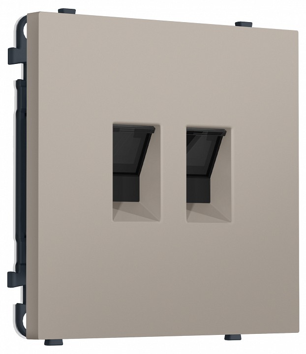 Розетка двойная Ethernet RJ-45 и со шторками, без рамки Ambrella Volt MS MS372110