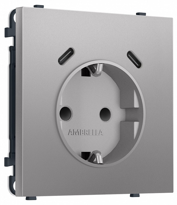 Розетка с заземлением и со шторкой и 2хUSB C, без рамки Ambrella Volt MS MS510510
