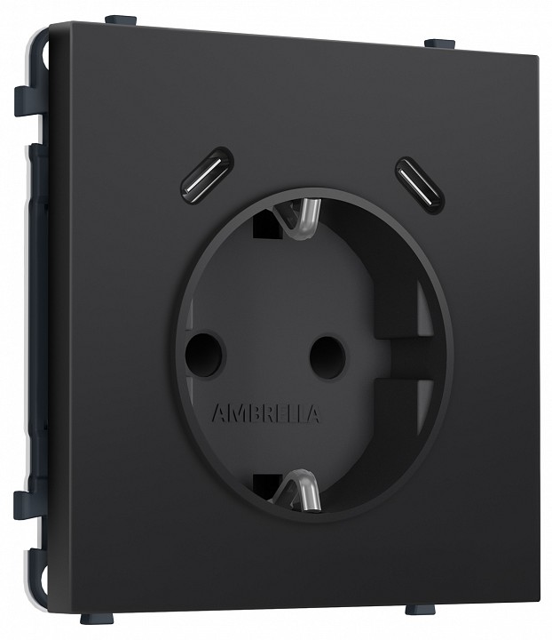 Розетка с заземлением и со шторкой и 2хUSB C, без рамки Ambrella Volt MS MS810510