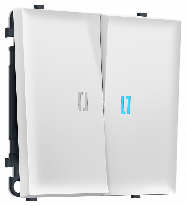 Выключатель проходной двухклавишный с подсветкой без рамки Ambrella Volt MS MS824040