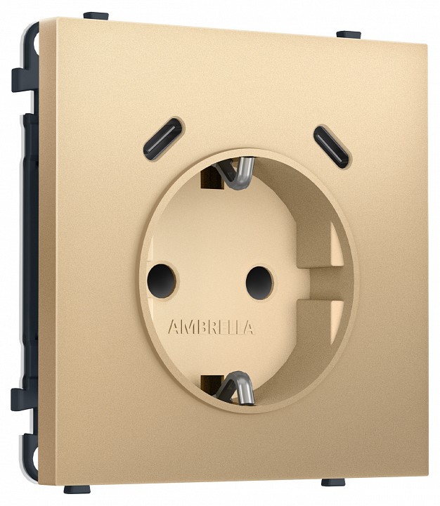 Розетка с заземлением и со шторкой и 2хUSB C, без рамки Ambrella Volt MS MS890510